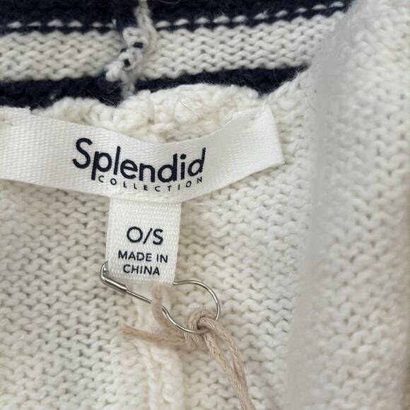 NWT Splendid Off White & Blue Stripes Open Front 100% Cotton Cardigan - Picture 3 of 5